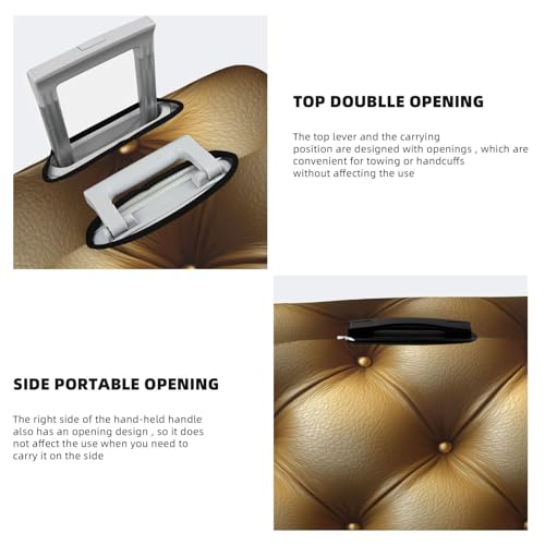 Elegance Tufted Surface Golden Leather Elastic Travel Luggage Covers Dustproof Scratch-Resistant Suitcase Protector Fit 22-24 Inch3