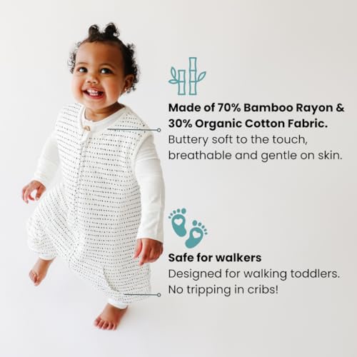 Image of Tealbee Dreamsuit Toddler Sleep Sack with Feet - Walker Sleep Bag with Legs, Rayon made from Bamboo, Winter 1.5 TOG, 2-Way Zipper, 2T-3T - Brushed Black