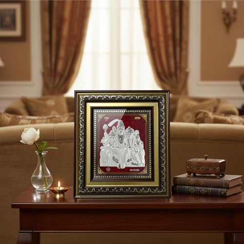Image of ARTSMINE-Silver Shiv Parivar Wall Frame - 999 Silver Art | Premium Finish | Spiritual Home Decor|Ideal for Pooja & Gifting - 1 Unit