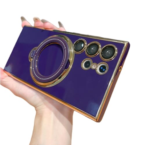Étui magnétique pour Samsung S23 S22 Ultra et A54 avec support rotatif violet
