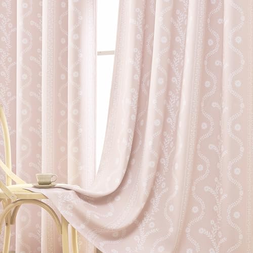 LIMON HOME Pink Blackout Curtains 2 Panels 84 Inch Length Cute Curtain for Girls Room Nursery...