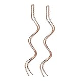 Yoursfs Wire Threader Earrings Jewelry Exquisite Unique Threader Dangle Earrings Rose Gold Plated Curve Thin Twist Shape for Women Gift