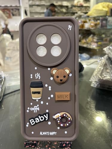 Image of Bintage Ball Bear| Donut| Milk Cake| Baby| Coffee Rubber Case Full Body & Camera Protection Back Cover Compatible for Realme P1 Speed 5G - Brown