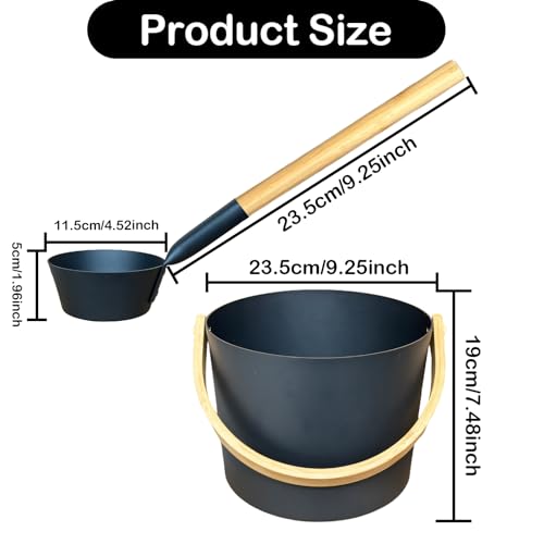 Pcmursal Sauna Bucket, 7l Sauna Bucket and Ladle Set, Sauna Accessories Kit, Aluminum Sauna Bucket and Ladle for Bathrooms, Saunas & Steam Baths