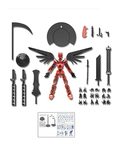 Image of NHCDFA Action Figure, Stick Titans, Stick Titan Portable and Easy to Use Model Toy Very High Degree of Freedom Multi Articular Mobile Robot Doll Desktop Decoration (() red)