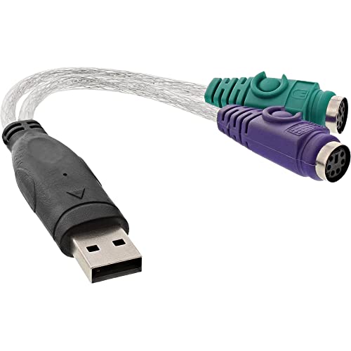 InLine USB zu PS/2 Konverter, USB Stecker an 2x PS/2 Buchse für Maus und Tastatur, Transparent