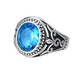 BDSHGRDH anillo para el meñique, Anillo de topacio azul, plata ley 925, piedra preciosa ovalada, tallas UK I-Z+6