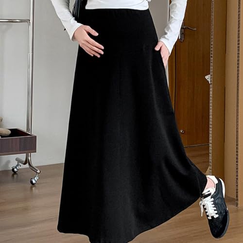 Jupe de maternité fluide anti-compression avec taille élastique coton doux - 4