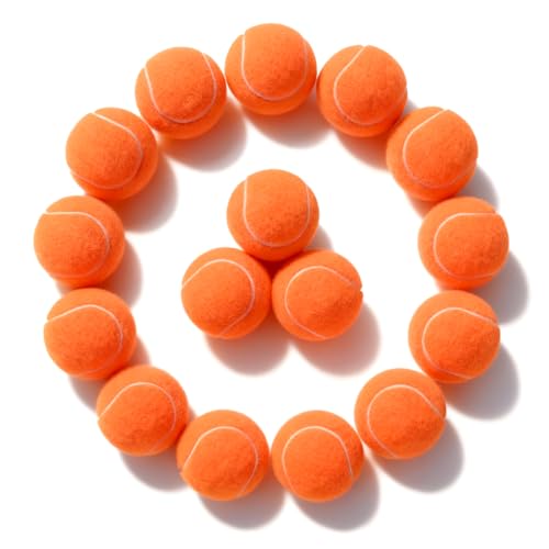 PoyPet 16-Pack Tennis Balls Bulk for Practice Training and Beginners | Ideal for Dog Fetch Chew and Play (Orange)