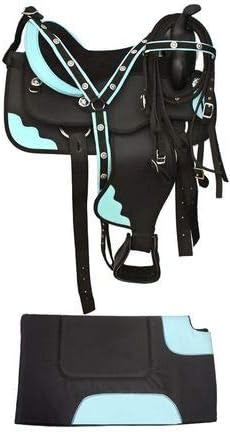 Western Barrel Racing Handmade Synthetic Cordura Horse Saddle Lightweight Trail Tack Equestrian Get Matching Headstall, Breastplate & REINS, Pad Size: 10-18 inches Seat, TR02