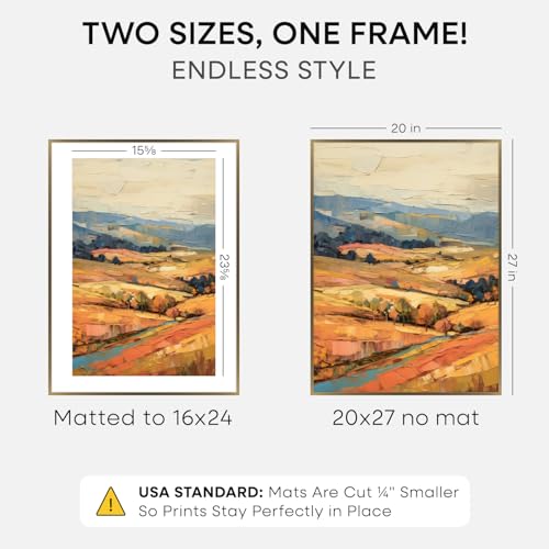 Image of Homeforia 20x27 Picture Frame Bronze, High End Metal 20x27 Brass Poster Frames with Mat 16x24 Photo, 20 x 27 Frame Matted to 16 by 24 inch Print, 27by20 Thin Frames, Tempered Glass, Wall Kit, Set of 3