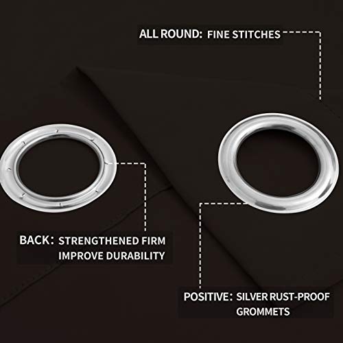 Image of Easy-Going Blackout Curtains for Bedroom, Solid Thermal Insulated Grommet and Noise Reduction Window Drapes, Room Darkening Curtains for Living Room, 2 Panels (52x63 in,Dark Brown)