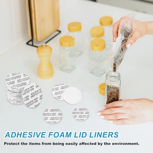 PATIKIL 83mm/3.27 Schaumstoff-Deckeldichtung 160 Stück Klebende Runde PS Druckempfindliche Siegel Deckeldichtungen Manipulationssicher Für Plastik Glas Flaschenverschluss