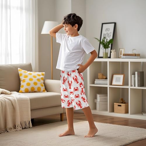 ALAZA Red Lobster on White Pajama Shorts Sleep Shorts Pant Lounge Pajama Bottoms Elastic Waist with Pockets4