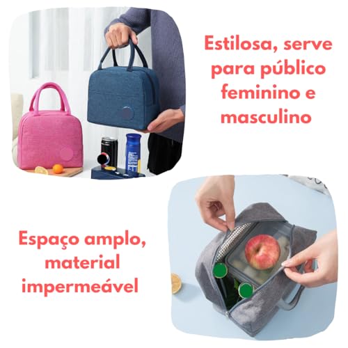 Bolsa Sacola Térmica Lancheira Com Alça Marmita Reutilizável Impermeável Viagem Academia Passeios Tr
