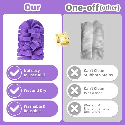 Image of 18 PCS Fleece Reusable Duster Refills for Swiffer, Washable Heavy Duty Duster Pads, 360 Cleaning Pads for Fan, Window, Furniture, Floor(Include 1 Handle)
