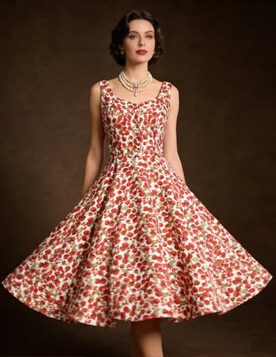 Image of Belle Poque 1950s Vintage Dress for Women Sleeveless Homecoming Dresses Cocktail Party A-Line Summer Dress