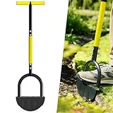 Houselife Half Moon Edger for Landscaping, 42' Manual Grass Edger Tool with V-Shape Serrated Blade, Long Handle Garden Edger for Sidewalk, Driveway & Flower Bed, 9' Wide Footplate