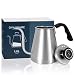 POUR OVER Coffee Kettle and Tea Kettle with Built-in THERMOMETER 1L - Ovalware RJ3 Stainless Steel Drip Kettle with Precision Gooseneck Spout for Home Brewing, Camping and Traveling