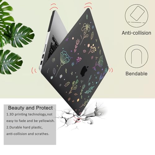 Coque Macbook Pro 14 rigide et fleurie avec ventilation inférieure