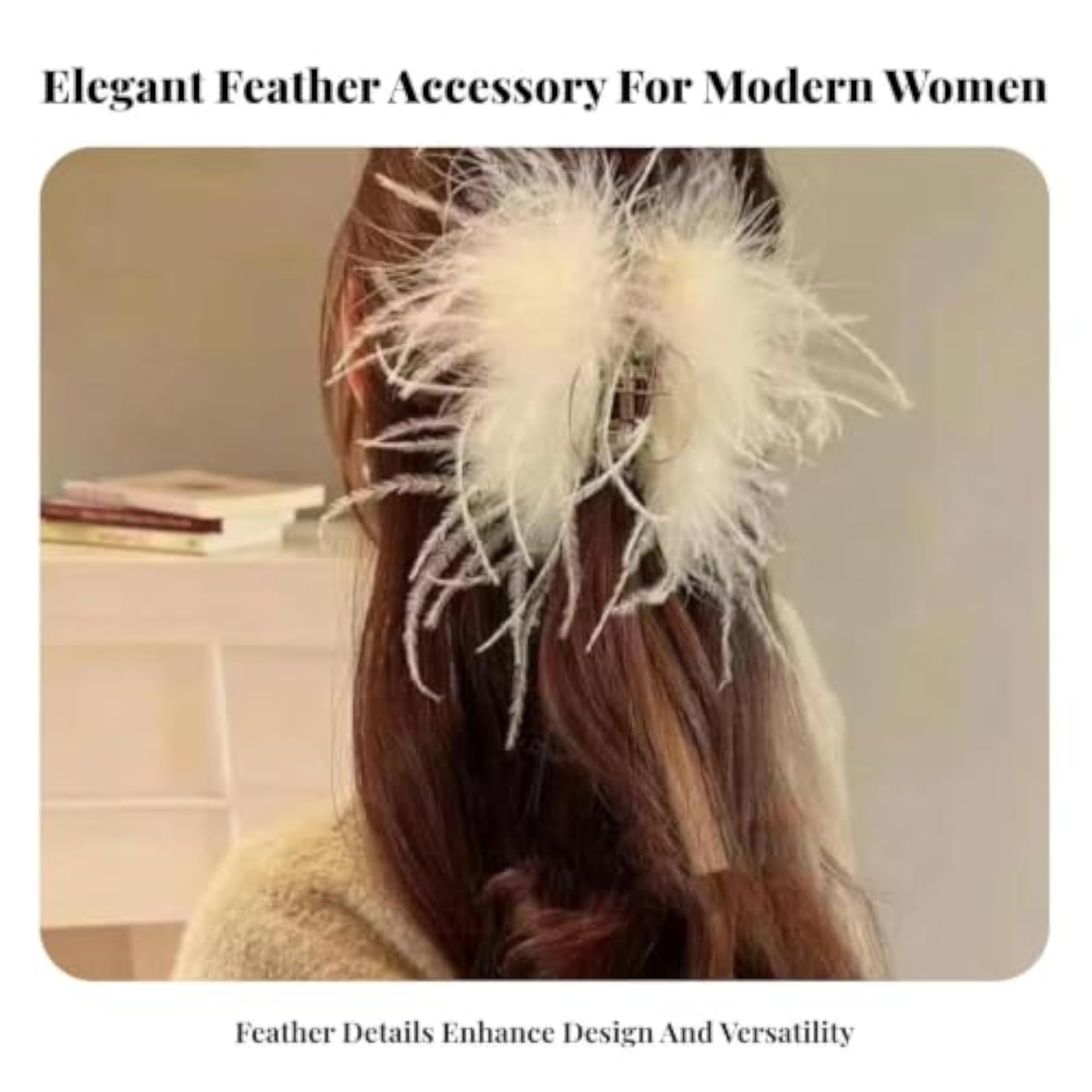 Feather Barrette Hair Claw Clip for Elegant Updos