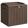 Homall 31 Gallon Resin Deck Box Waterproof Outdoor Storage Lockable Indoor Outdoor Organization and Storage Container for Patio Furniture Cushions, Pool Toys, Garden Tools (Dark Brown)