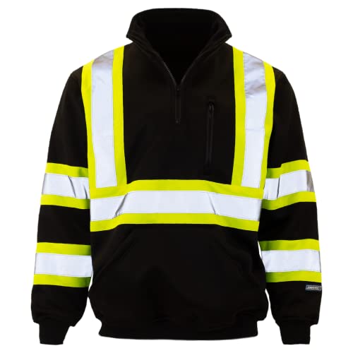 JORESTECH Safety Sweater Reflective High Visibility Black 1/4 Zipper ANSI2