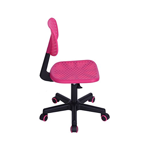 Furniturer Swivel Writing Task Chair Low Mid Back Armless Height Adjustable Computer Desk Chair For Home Office Kindergarten Girls Boys Teens Students,W15.9 X D14.6 X H34.3 (Pink) #TOP3