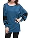 Allegra K Women's Color Block Batwing Sleeves Loose Tunic Top L Blue  (US  14)
