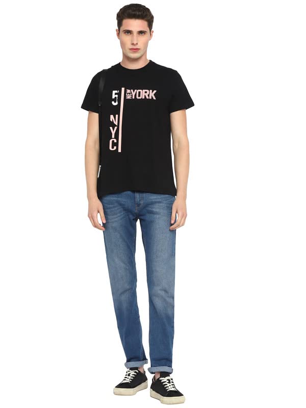 Image of AMERICAN CREW Printed Round Neck T-Shirt for Men