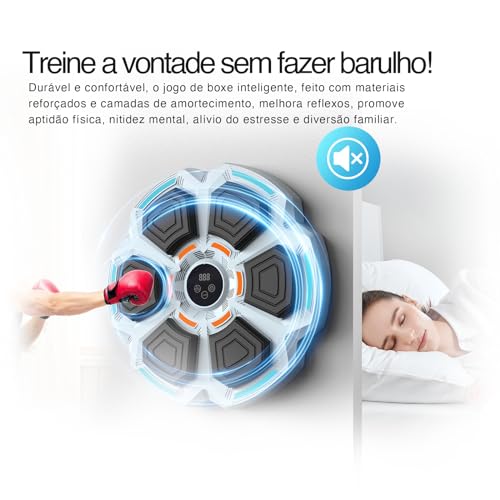 Máquina De Boxe Musical Eletrônica Inteligente Luvas Treino Bluetooth Recarregável (Branco)