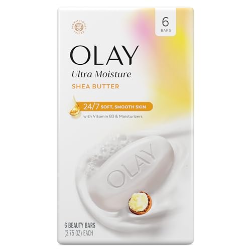 Image of Olay Beauty Bar, Ultra Moisture,10x More Moisturizers, 24 /7 Soft & Smooth Skin, Gentle Cleanse on Face & Body, Vitamin B3 Complex, For All Skin Types, Shea Butter Scent, 3.75 oz, (Pack of 6)