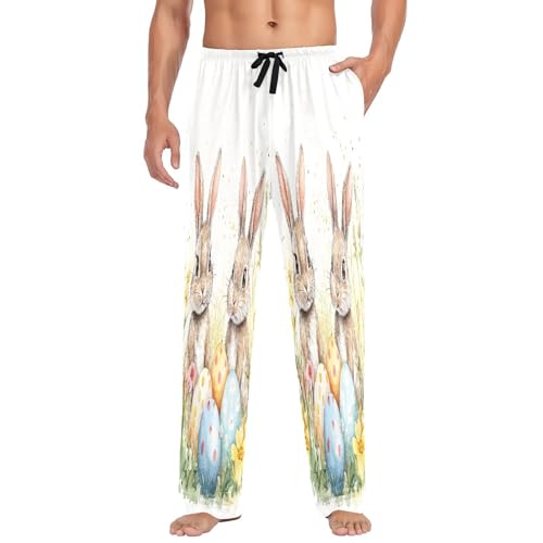 Pantalon de pyjama pour homme anti-glisse avec cordon et poches pour vêtements de nuit S