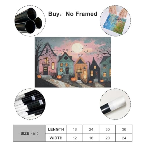 Poster paysage nocturne Halloween pour mur vide chambre
