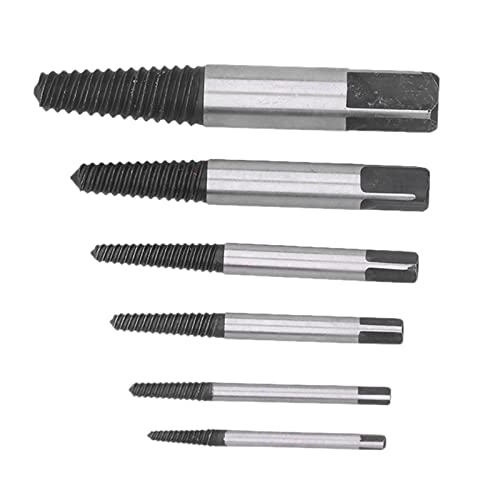 Extractor de Tornillos de 6 Piezas Extractor de Pernos Extractor de Tornillos Dañados Herramienta Extractora de Tornillos Rotos de Acero Extractor de Tornillos Dañados de Acero