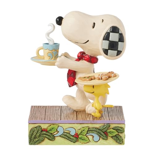 Enesco Peanuts by Jim Shore Snoopy und Woodstock mit Keksen für Weihnachtsmann, 12,7 cm, mehrfarbig