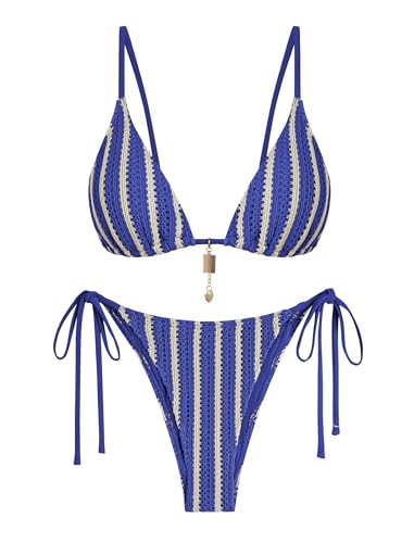 ZAFUL Crochet High Waisted Bikini Sets for Women Swimsuit Bathing Suits