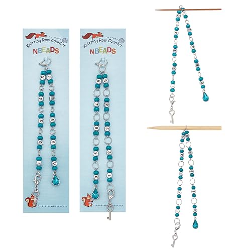 NBEADS 2 Pcs Alloy Number Beads Knitting Row Counter Chains