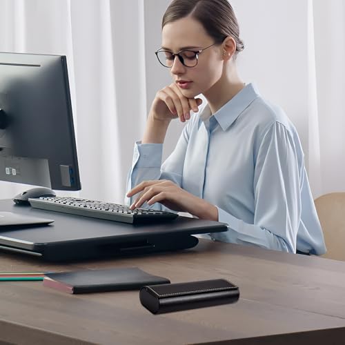 Sunyunze 2 sztuki etui na okulary, płaskie etui na okulary, skóra PU, etui na okulary przeciwsłoneczne, ze ściereczką do czyszczenia okularów i kieszenią na okulary, dla kobiet i mężczyzn, okulary