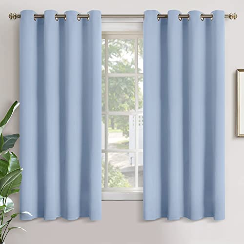Image of YoungsTex Light Blue Room Darkening Curtains 63 Inch Long for Bedroom - Thermal Insulated Window Drapes with Grommet Blackout Privacy for Kids Living Room, 2 Panels, 52 x 63 Inch