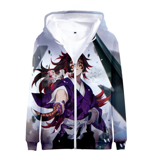 Yumenam Unisex Anime Chaqueta de Capucha Cardigans Kimetsu no Yaiba Giyuu Kyoujurou 3D Impresión Cremallera Abrigo Tops Traje de Cosplay Sudaderas con Capucha