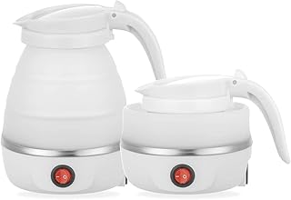 Foldable Electric Kettle, Mini Travel Kettle, Silicone Camping Kettle, Portable Small Kettle Travel, USB Coffee Kettle, Collapsible Kettle with Separable Power Cord for Outdoor Hiking Camping (White)