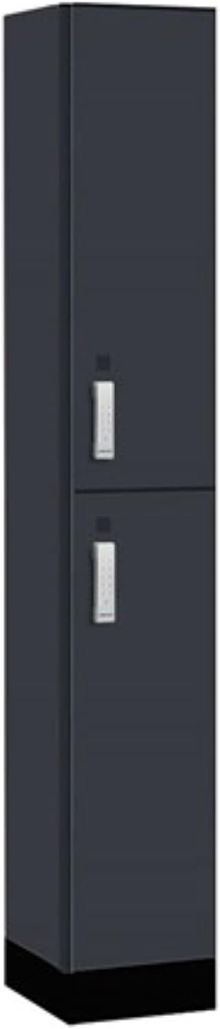 Salsbury 12" Wide Premier Wood Locker-Double Tier-1 Wide-6 Feet High-15 Deep-Carbon Mesh-Silver Electronic Locks