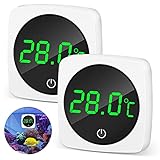 Digitales Aquarium Thermometer 2 Mini LCD Wasserdichte Thermometer Elektronische Aquarium Temperaturmesser Hochpräzise Aquarium Temperaturanzeige mit LED Anzeige für Süßwasser Meerwasser