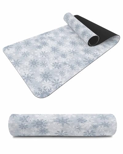 Debedcor Heat Proof Table Pads Waterproof Decorative, Gray Snowflake Christmas Non-Slip Table Countertop Protector, Winter Holiday Xmas Snow Insulation Mat for Dining Room, 48 x 12 Inches