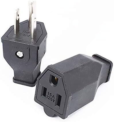 (4xPCS) Straight Blade Plug, Male Female Replacement Plug,3-Wire Male Extension Cord Replacement Electrical Plugs End, 15 Amp 125 Volt,Black