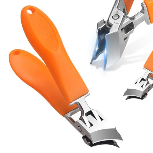 Nail Clippers, Professional Sharp Angled Nail Clippers Set & Slanted Stainless Steel Manicure Kit for for Elderly & Arthritic Hands Men and Women (Black/Orange) (Orange)