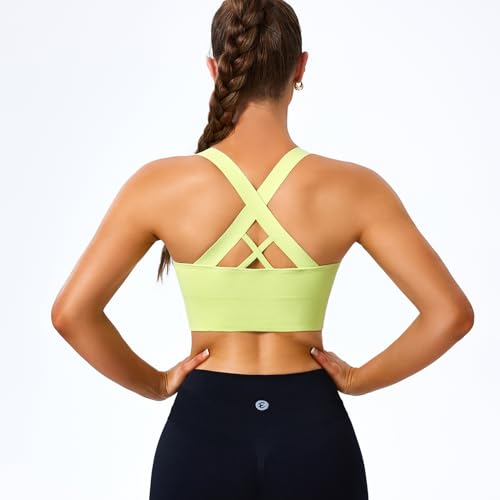 Image of Evercute Sports Bras for Women Padded Medium Support Criss Cross Strappy Bra Seamless High Impact Yoga Exercise Athletic Bras