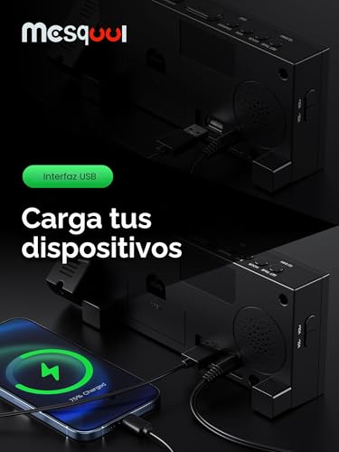 Miniatura 6 de Reloj Despertador De Proyección Digital Para Techo De Dormitorios, Reloj Con Proyector, Atenuador Y Pantalla Led, Timbre Ajustable, Alarmas Duales Para Pared, Niños, Personas Mayores Con Sueño Pesado