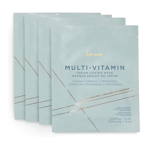 Karuna - MULTI-VITAMIN Face Masks Skincare Must-Have, Cream-Coated, Hypoallergenic Hydration for Sensitive Skin, Vitamin-Rich Facial Masks, Lightweight, Non-Greasy, 16 ml, 4 Pack Cover